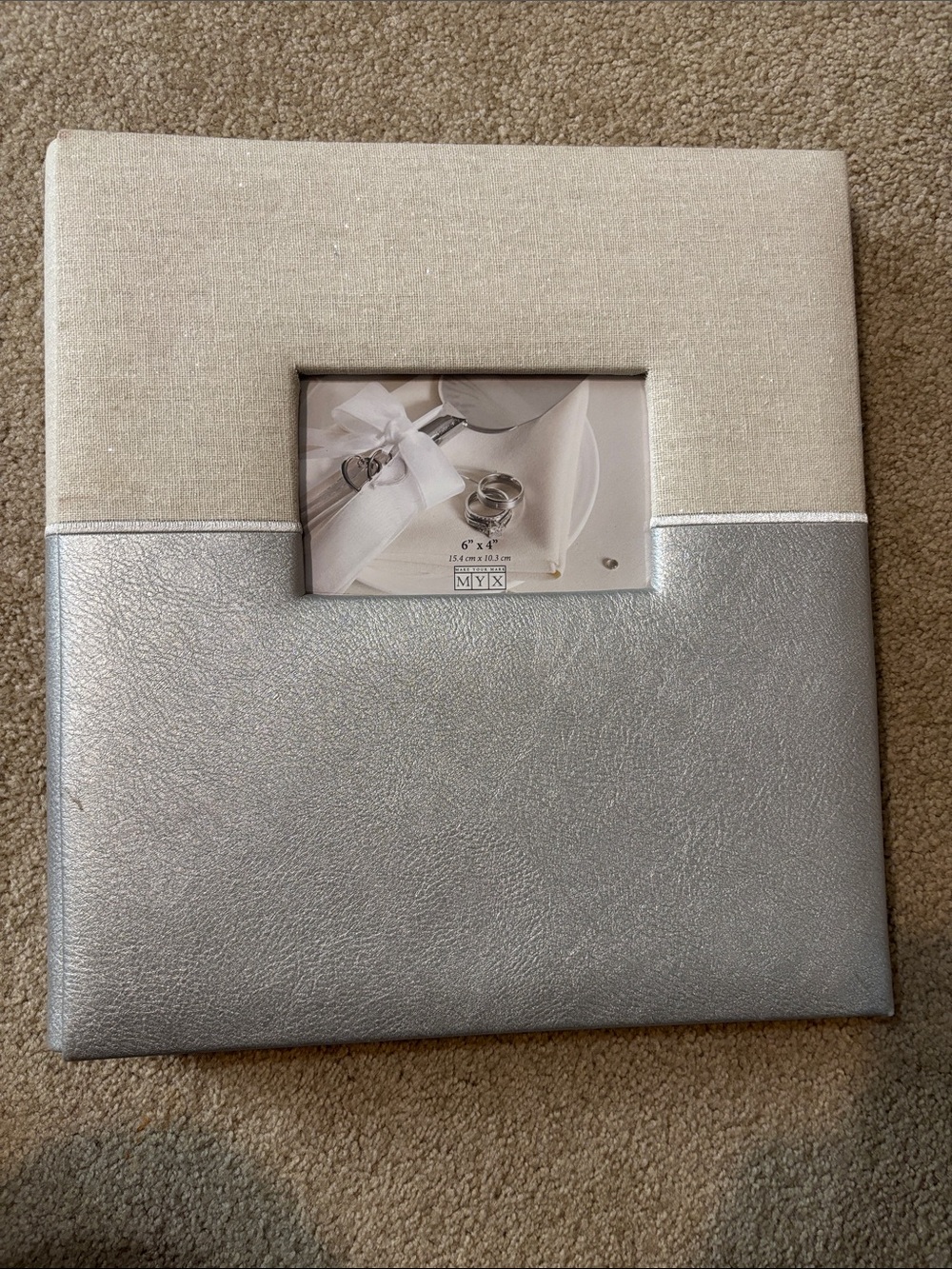Elegant Silver and Cream Two-Tone photo album by MYX